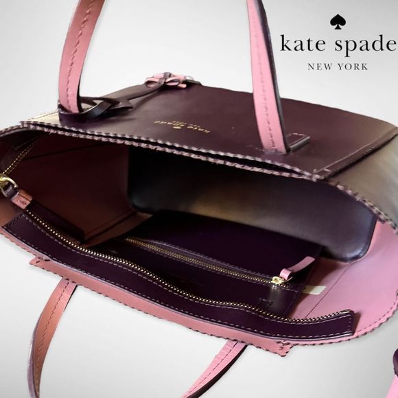 New Kate Spade Turner Road Small Loryn Satchel Crossbody Deep Plum & Pink $348 - Picture 6 of 16